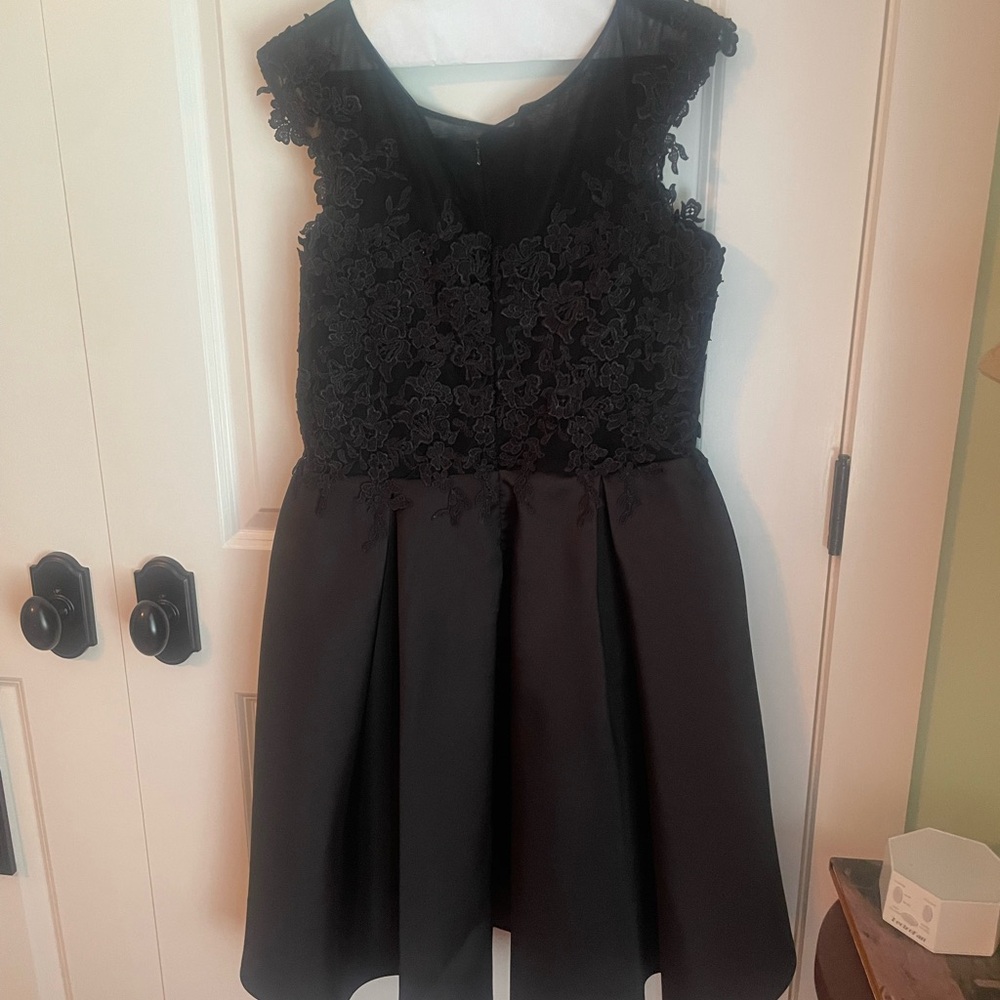 Girls Plus Size Black Lace and Taffeta Dress